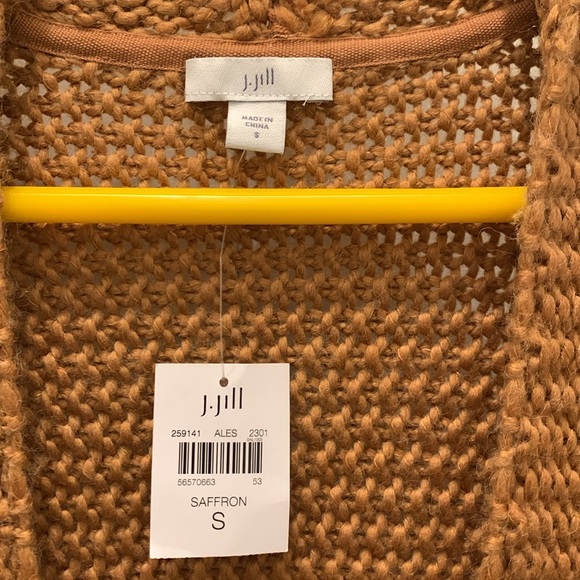 NWT J. Jill saffron cardigan sweater with fringe, size S - Picture 4 of 8